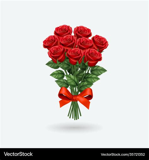 Realistic Red Rose Bouquet Royalty Free Vector Image