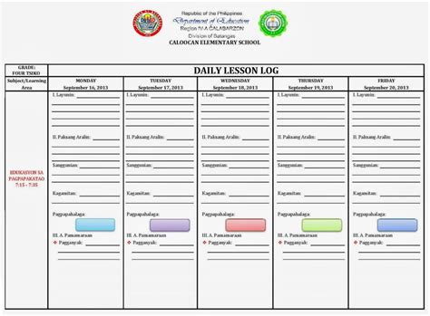 New Deped K 12 Daily Lesson Log Grades 1 6 1st 4th Quarter All Subjects