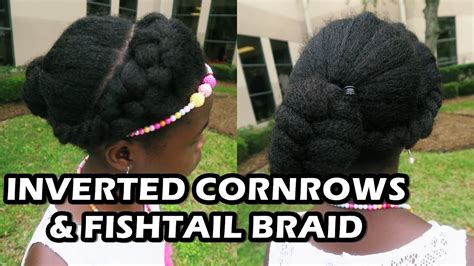 Inverted Cornrow Fishtail Braid On Natural Hair Didi Youtube