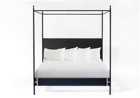 Home styles bedford black king poster bed with slightly flared legs, head and footboard, raised panels, and hardwood solids. Josephine Bed- Four Poster King or Queen Black Iron Canopy ...
