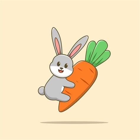 Premium Vector Rabbit Cartoon With A Carrot