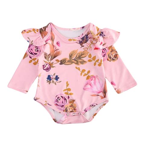 Newborn Baby Kids Romper Floral Flower Ruffle Rompers For Girl Cotton