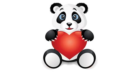 Panda And Heart Symbols And Emoticons