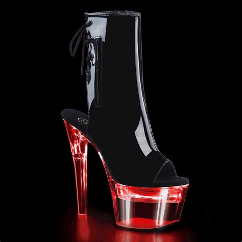 flashdance 1018 7 pleaser high heels ankle boots black patent led light up high heels discount