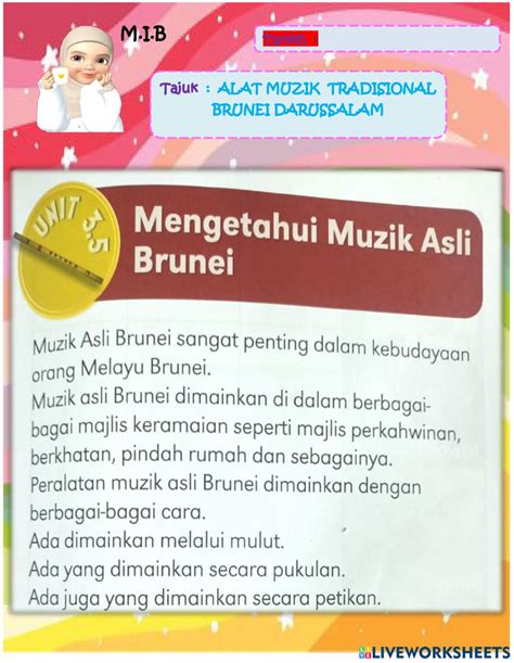 Alat Muzik Tradisional Brunei Worksheet