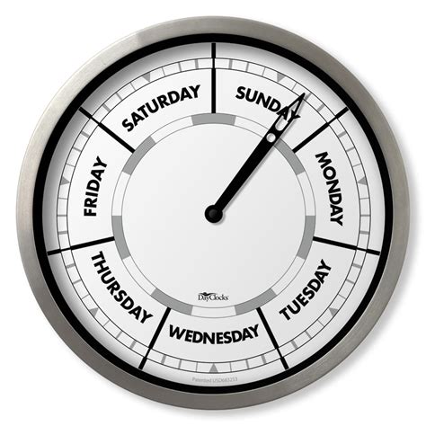 Dayclocks Day Of The Week 10 Wall Clock With Aluminum Frame