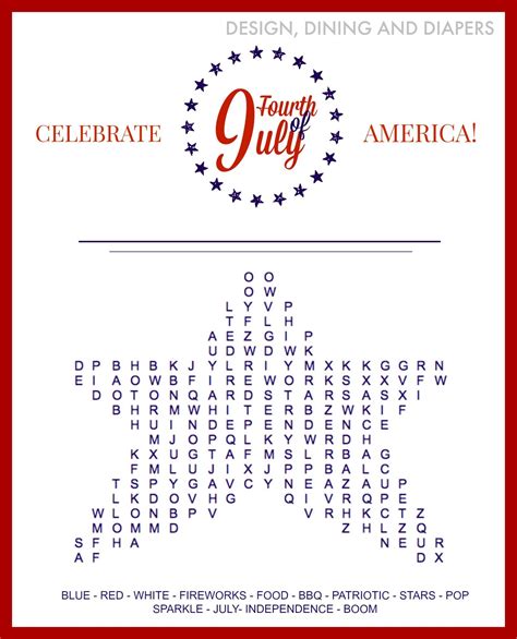 Fourth Of July Word Search Free Printable Fourth Of July Happy 4 Of