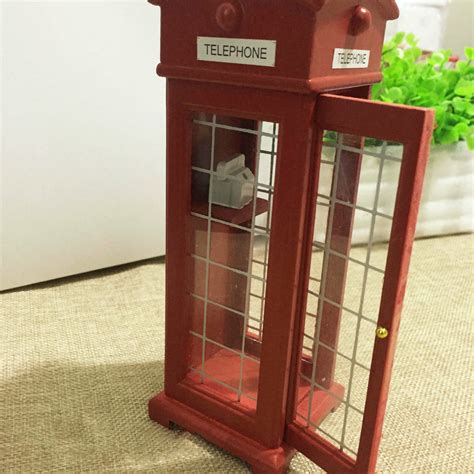 Dollhouse Red Old Fashioned Public Telephone Booth 112 Miniature Decor