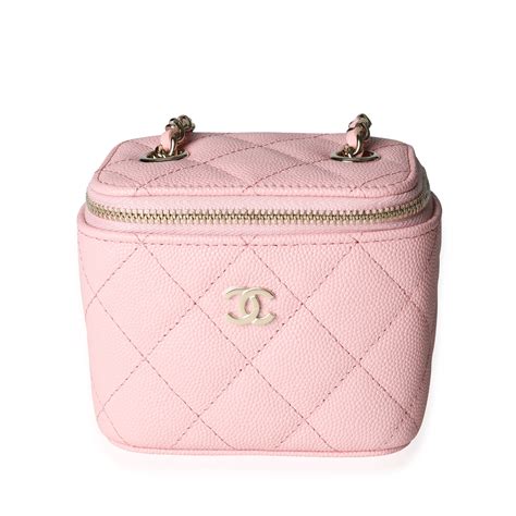Chanel Cc Top Handle Vanity Case Quilted Calfskin Small At Stdibs