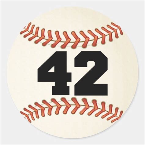 Number 42 Baseball Classic Round Sticker