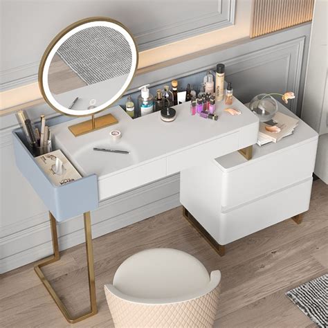 39 Minimalist White Makeup Vanity With 2 Drawers Mirror Included