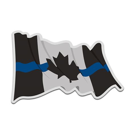 Thin Blue Line Canada Subdued Waving Flag Canadian Decal Sticker Rh