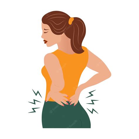 Premium Vector Sad Young Woman With Back Pain The Concept Of Health