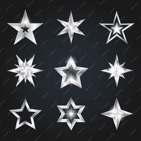 Free Vector Realistic Silver Stars Element Collection