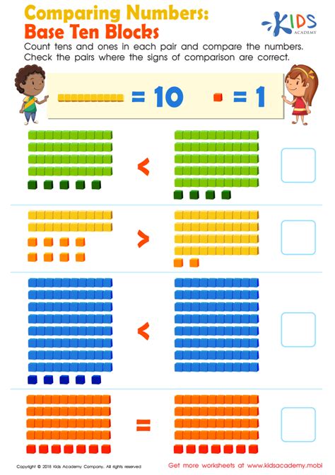 Comparing Numbers With Base Ten Blocks Worksheets