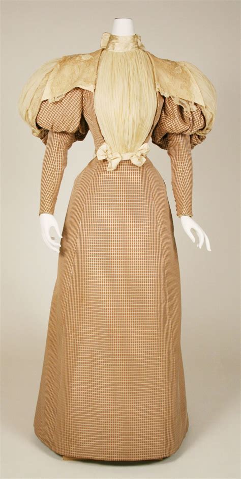 Check Patterened Day Dress With Leg O Mutton Sleeve Ca 1890 House