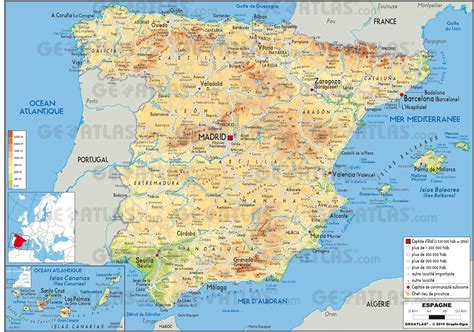 Espagne Carte Géographique Vacances Arts Guides Voyages