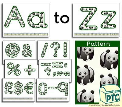 Panda Themed Display Lettering Primary Treasure Chest