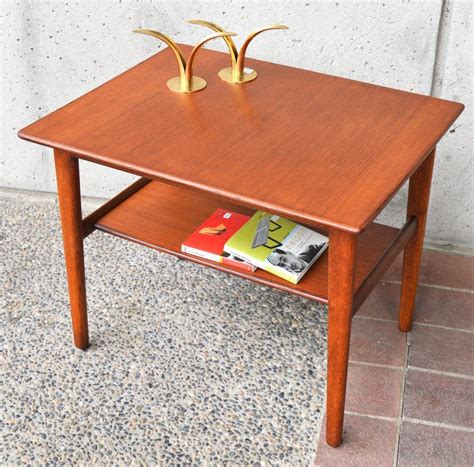 You can place some of your decors and necessaries. Quality Danish Side Table, Slim Teak Top and Shelf, Solid ...