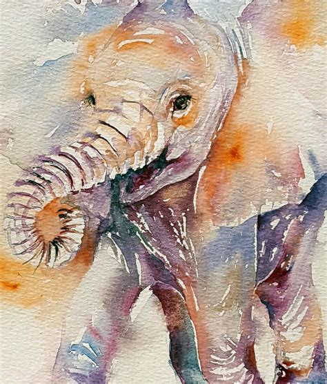 Happy Hollybaby Elephant Watercolor Painting 2016 Watercolours By