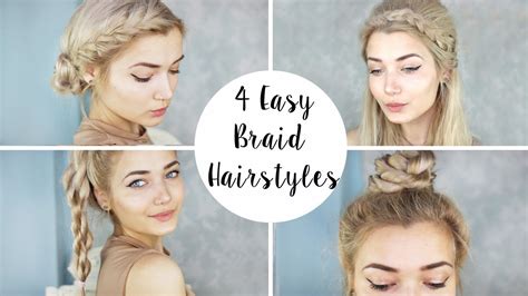 4 Cute Braid Hairstyles Quick And Easy Youtube