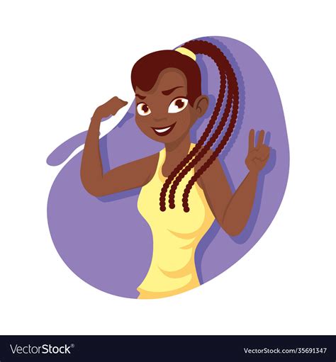 Afro Woman Cartoon Making Love And Peace Symbol Vector Image