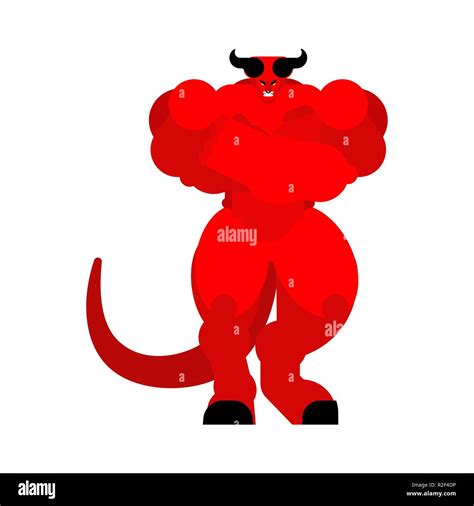 Devil Strong Red Demon Big Horned Satan Angry Asmodeus Vector
