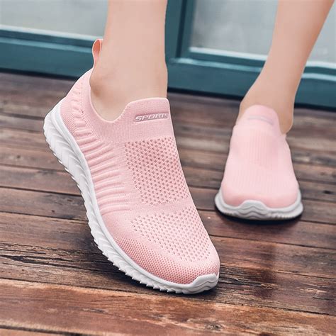 Fashion Summer Women Sneakers Mesh Fly Woven Breathable Lightweight Flat Comfortable Casual