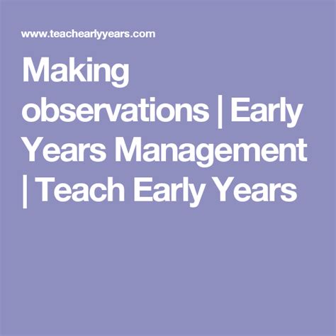 Making Observations Early Years Management Teach Early Years