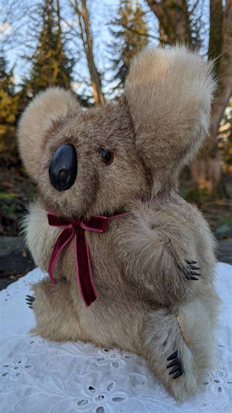 Koala Bear Real Fur Teddy Bear Vintage Kangaroo Very Clean And Etsy