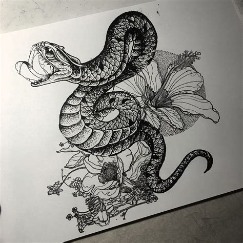 Snake Drawing Tattoo Snake Tattoo On Dark Tattoo Dragon Tattoo