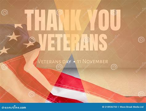 Thank You Veterans And American Flag Over Grey Background Veterans Day