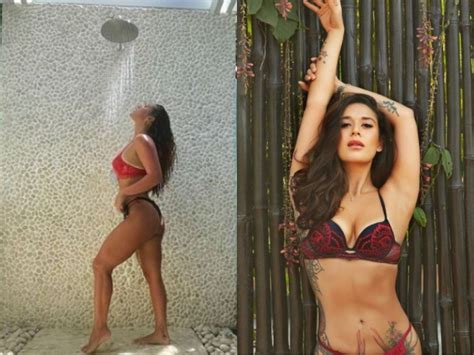 krishna shroff bikini photos bikini clad krishna shroff enjoys an outdoor shower bff disha