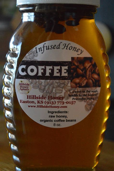 Coffee Infused Raw Honey With Organic Coffee Beans 8 Oz