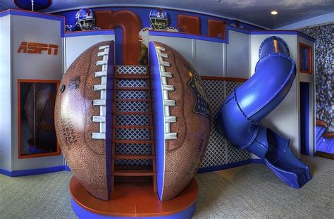 This Is So Cool Boys Football Theme Bedroom With Slide Modern Home
