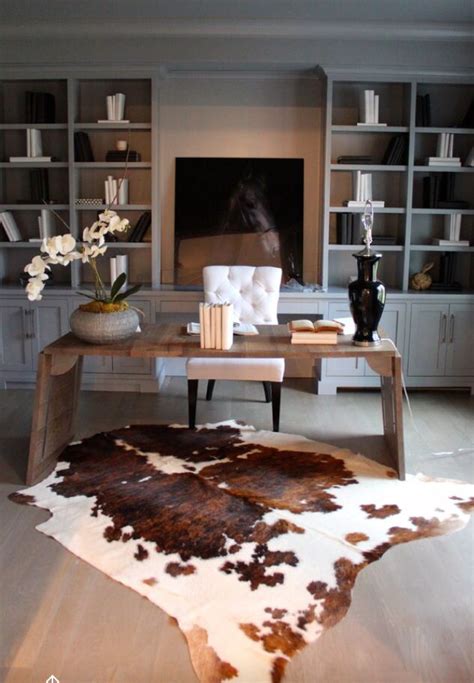 Cowhide Masculine Home Offices Home Office Space Office Interiors