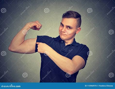 Strong Man Flexing His Bicep Stock Photo Image Of Athlete Biceps