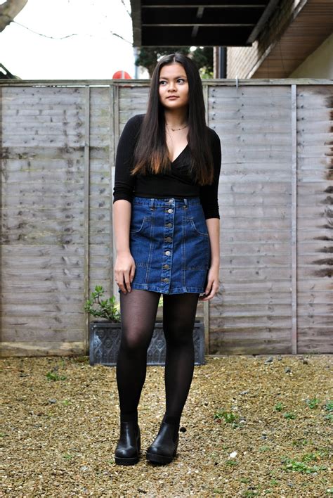 How To Style Your Denim Skirt Fashionmylegs The Tights And Hosiery Blog