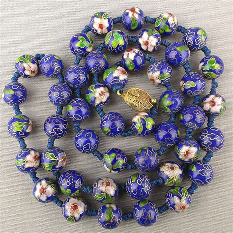 Chinese Cloisonne Enamel Bead Necklace From Greatvintagestuff On Ruby Lane