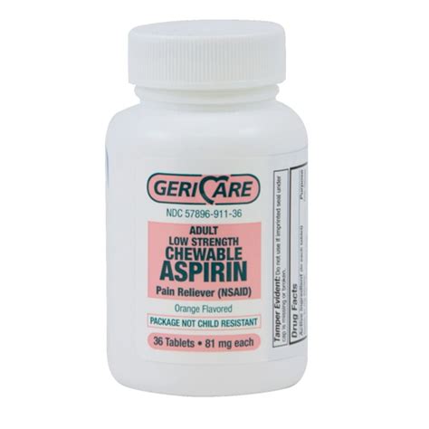 Aspirin Chewable Low Strength Tablets 81mg Baby Aspirin Bottle Of