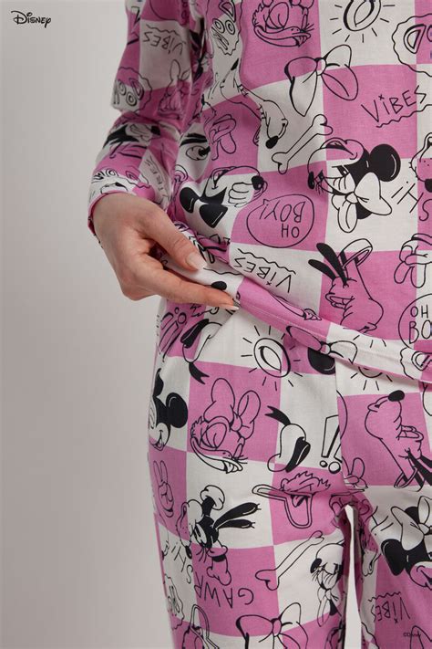 Disney Mickey Mouse Long Cotton Check Pyjamas Tezenis