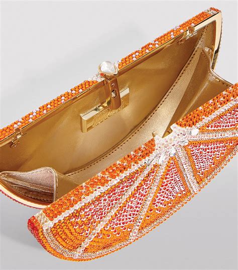 Womens Judith Leiber Orange Crystal Embellished Orange Slice Clutch Bag