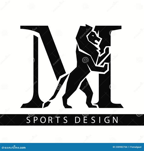 Letter M With Lion Sporty Design Creative Black Logo With Royal