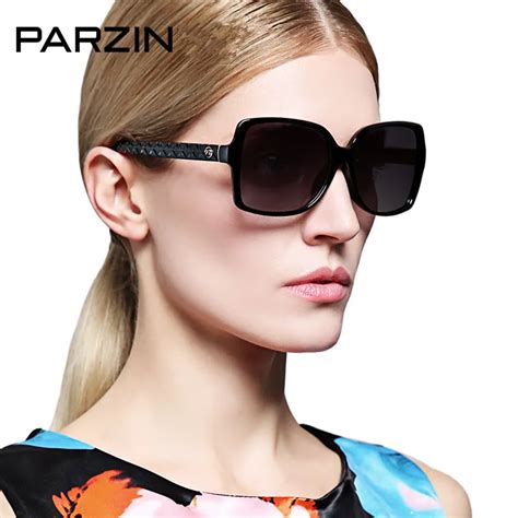 Parzin Oversized Sunglasses Women Female Polarized Sunglasses Black Elegant Shades Driver