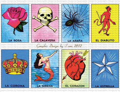 Every image has a name and an assigned number, but the number is usually ignored. Mexican Loteria Digital Image Sheet for by graphicdesignbytara