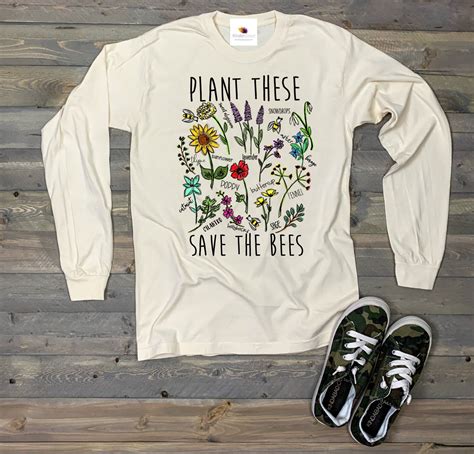 Plant These Save The Bees Long Sleeve Shirt Etsy Long Sleeve Shirts