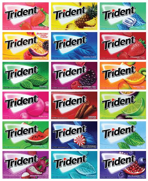 Trident Chewing Gum Sugar Free Assorted Flavor 10 Pack Niro