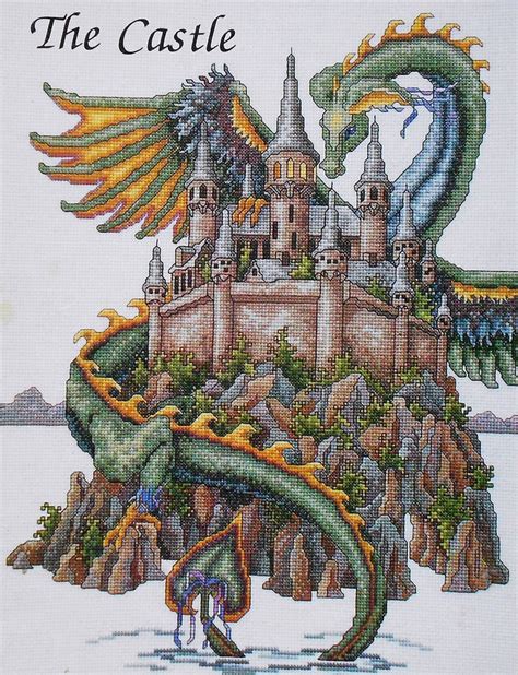 Free guide to cross stitch booklet. Teresa Wentzler DREAMSCAPE THE CASTLE Dragon Mythical ...