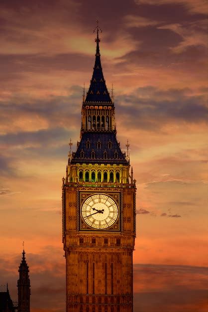 Big Ben Clock Tower In London Sonnenuntergang England Premium Foto