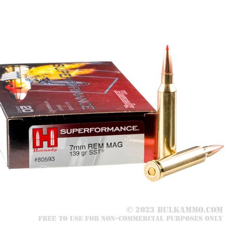 20 Rounds Of Bulk 7mm Rem Mag Ammo By Hornady Superformance 139gr Sst